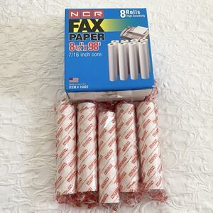 NCR Fax Paper 5 Rolls 8 1/2" X 98' High Sensitivity 7/16" Core  open box READ